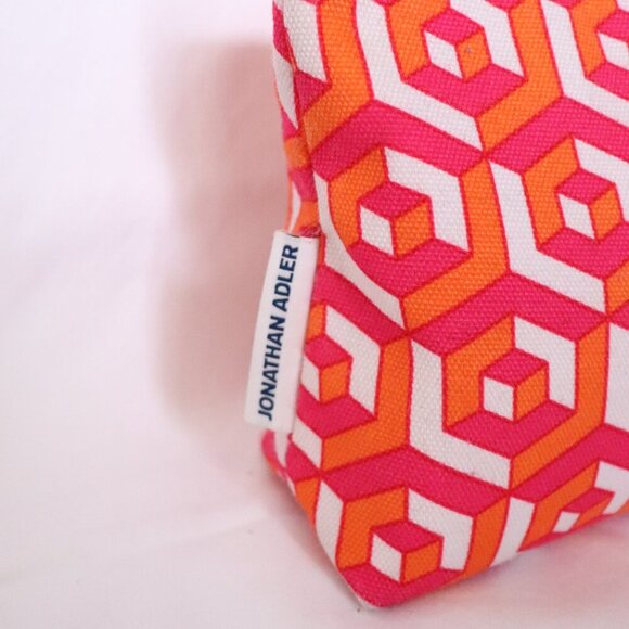 Clinique J. Adler Pink Geometric Cosmetic Toiletry Makeup Travel Zipper Bag - Picture 3 of 9